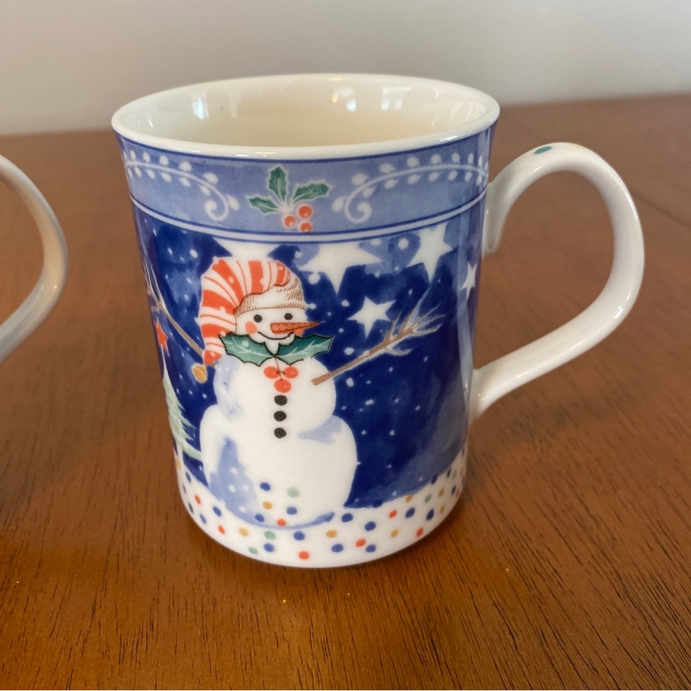Epoch Mr. Snowman Coffee Mugs Noritake Christmas Holiday Set Of 4